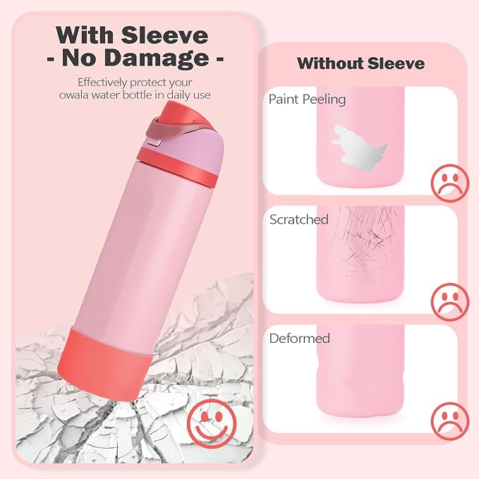 2PCS Silicone Boot for Owala 24oz FreeSip Water Bottle, Anti-Slip Scratch-Resistant Bottom Sleeve, Protective Sports Bottles Accessories, BPA-Free