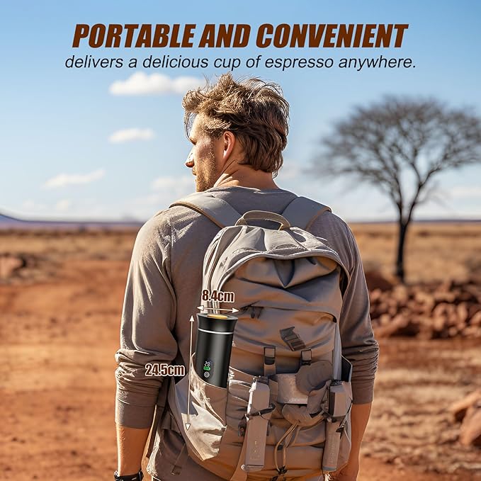 Portable Battery Espresso Coffee Maker for Travel, 20 bar Mini Car Espresso Machines, 3-in-1 Self-Heating Electric Espresso Maker, USB-C Ground Coffee & Capsule Pod(Ns&DG) RV, Hiking, Office