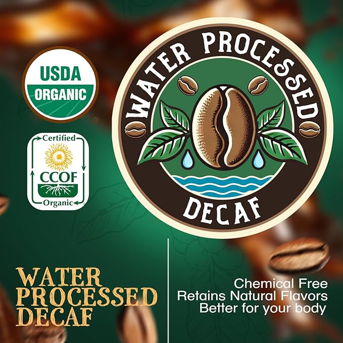 The Bean Organic Coffee Company Water Processed DECAF Pumpkin Spice, Medium Roast, Ground Coffee, 16-Ounce Bags (Pack of 2), Café Molido Tostado Orgánico descafeinado