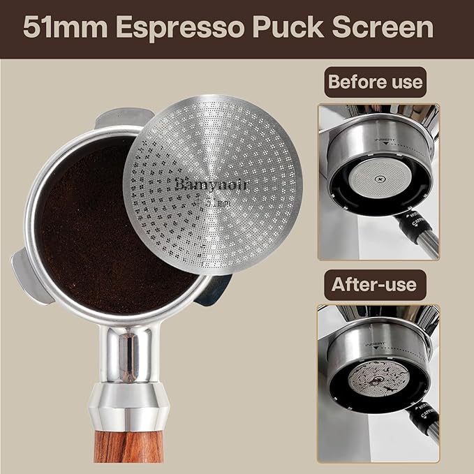 Espresso Puck Screen, 51mm Mesh Plate for Espresso Coffee Filter Basket, 0.65mm Thickness, Stainless Steel (1 Pack)
