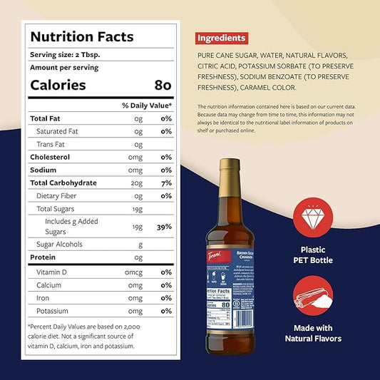 Torani Brown Sugar Cinnamon Coffee Syrup, Flavored Syrup for Drinks, Pump Included, 25.4 Fl Oz