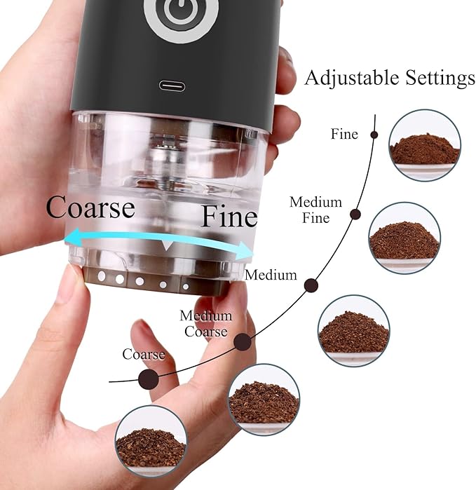Portable Burr Coffee Grinder, Electric/Manual 2-in-1 Cafe Bean Grind Mill, USB Rechargable Mini Electric Coffee Grinder with 5 Grind Settings