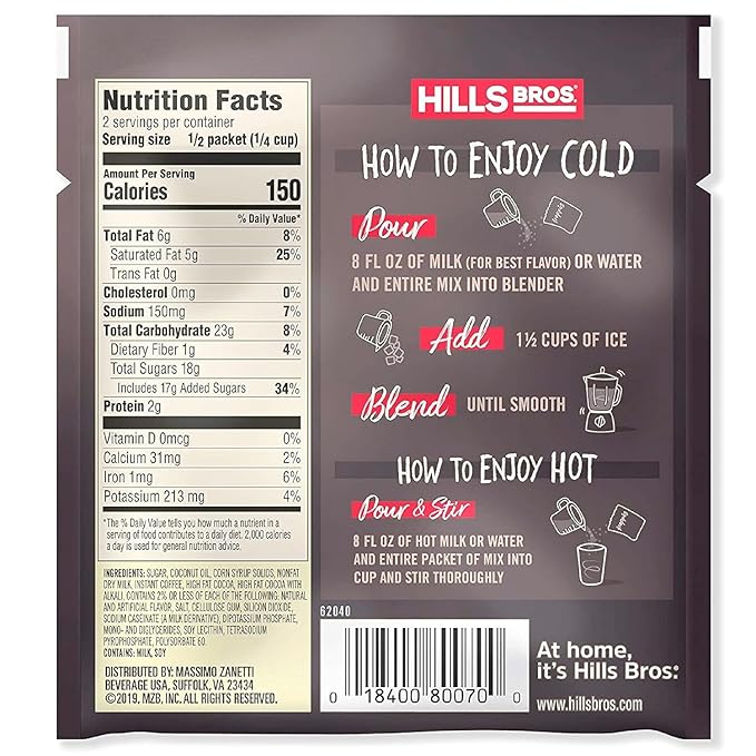 Hills Bros. Frappés Instant Drink Mix – Indulgent Café-Style Beverage – Gluten-Free, Kosher-Certified – Easy to Make Hot or Cold – Premium, Rich Taste, Gourmet Coffee Experience – Chocolate Espresso