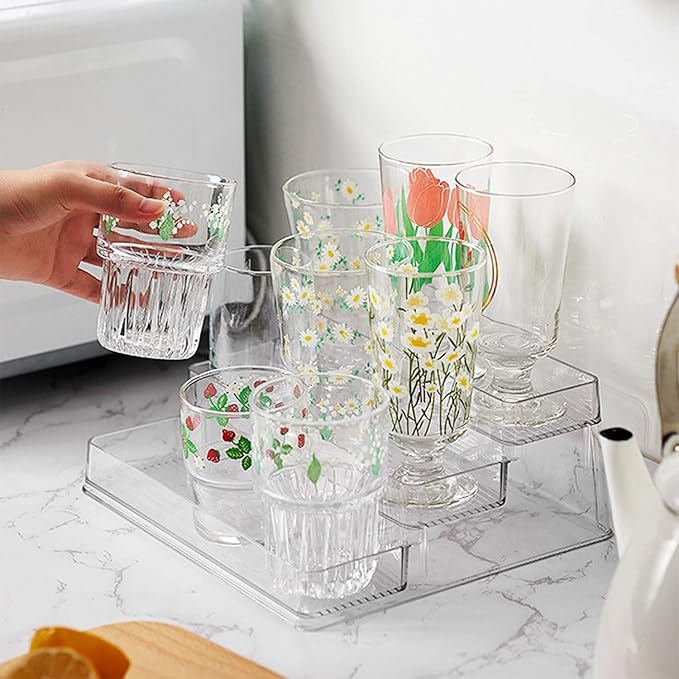 Zilphoba 2pcs Acrylic Rack, No Assembly Clear 3 Tier Condiment Bottle Shelf Vanity Organizer for Cabinet Kitchen Bathroom