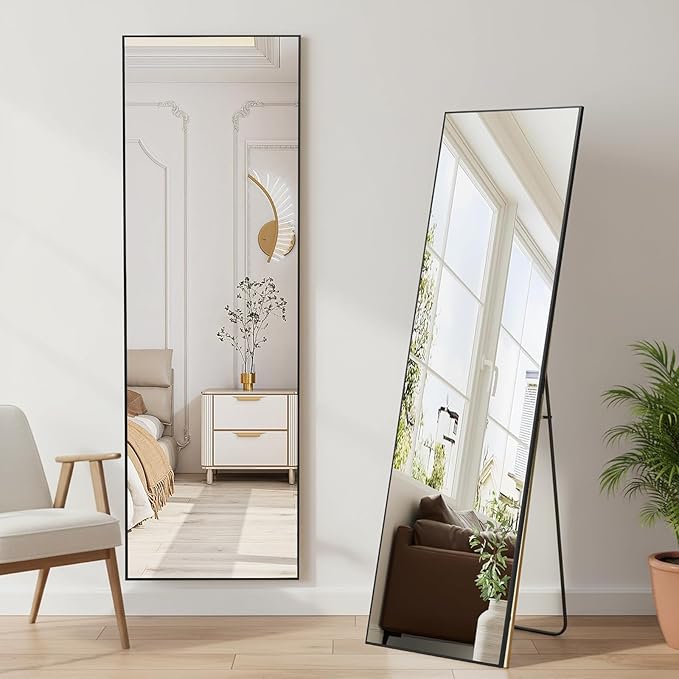 NEWBULIG Full Length Mirror, Upgraded Body Wall Mirrors with Shatter-Proof Glass, Floor Standing Mirror, Home Wall Decor