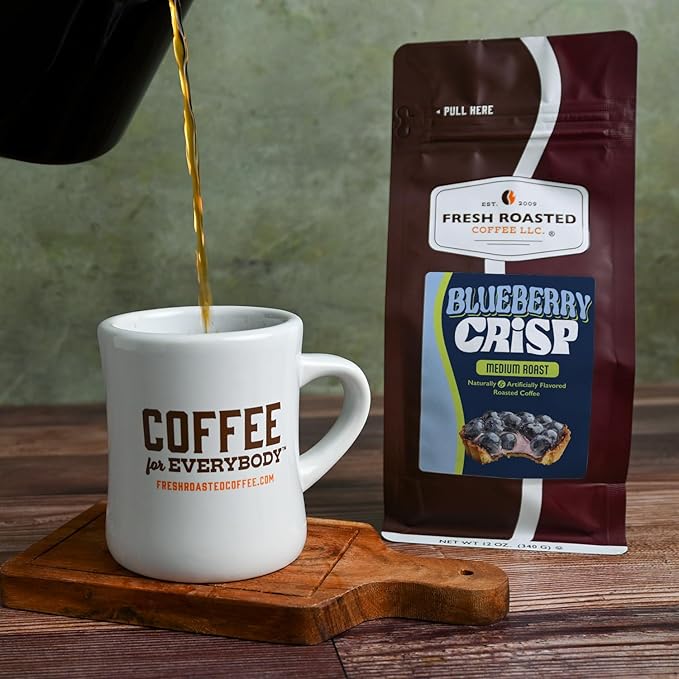 Fresh Roasted Coffee, Blueberry Crisp Flavored Coffee, 12 oz, Medium Roast, Kosher, Ground