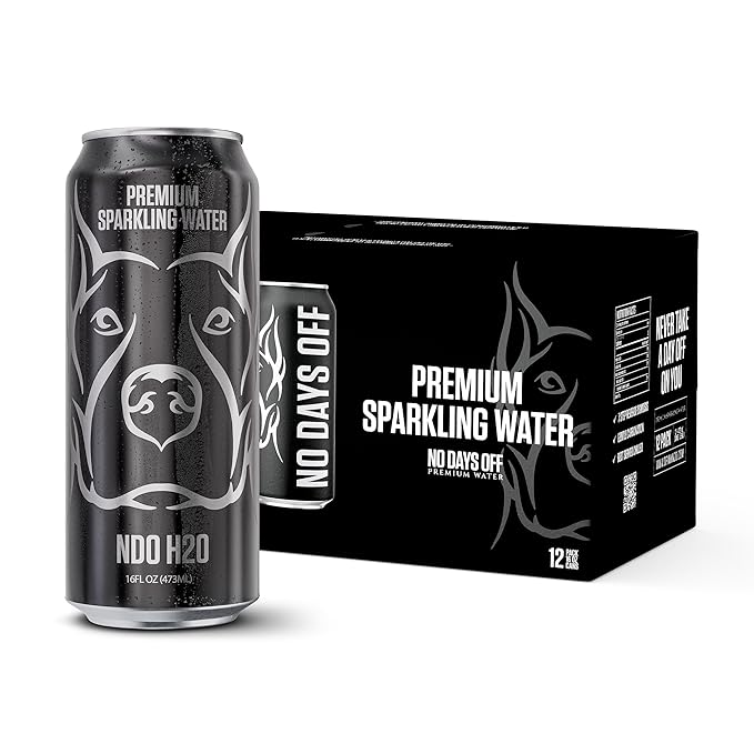 NO DAYS OFF Premium Sparkling Water - 12 Pack,16 fl oz, Sparkling (Unflavored) - Ultra-Purified Reverse Osmosis with Gentle Carbonation, Served in BPA-free 100% Recyclable Cans