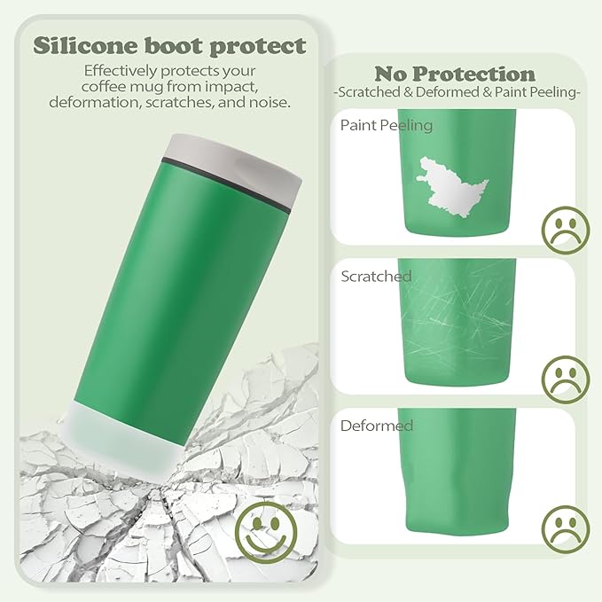 2Pcs Silicone Boot for Owala SmoothSip Slider Coffee Tumbler 20oz 12oz, Anti-Slip Sleeve for Travel Coffee Mug, Protective Accessories for Owala BPA Free (Transparent Frosted)