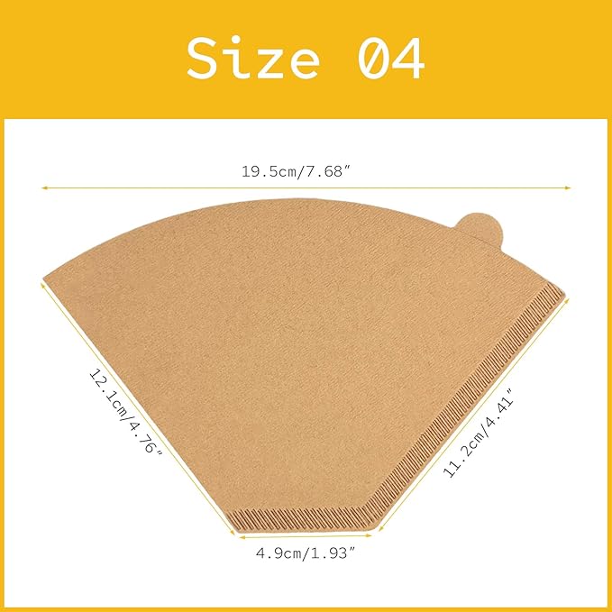 KEETARA Coffee Filters #4 Cone, 100 Count Unbleached Natural Paper, Size 4 Cone Coffee Filters for 8–12 Cup Drip Coffee Makers
