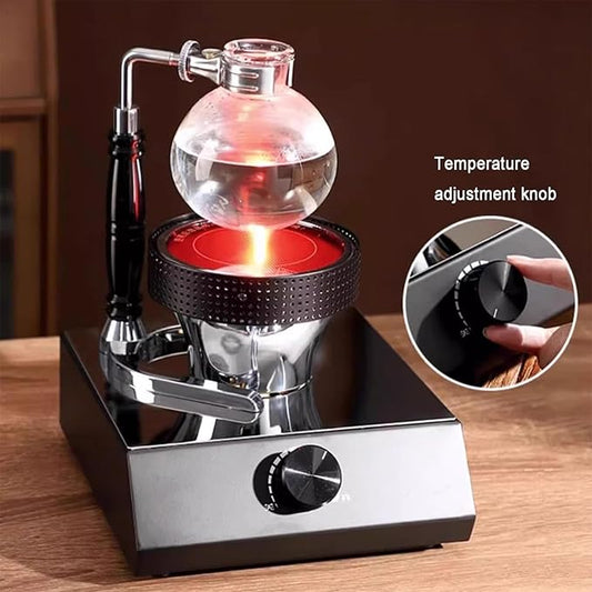 Vacuum Siphon Coffee Maker, Siphon Coffee Maker With Halogen Lamp Heater, Durable Glass, endure temperature extremes crack resistance & Adjustment Temperature for home and professional cafe