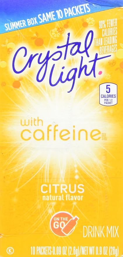 Crystal Light On The Go Citrus Caffeine, 10 Packets (Pack of 4)