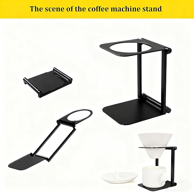 Pour over Dripper Stand,Portable &Foldable Aluminum Coffee Dripper Holder Rack, Espresso Machine Stand Suitable for Home,Office,Camping (Black)