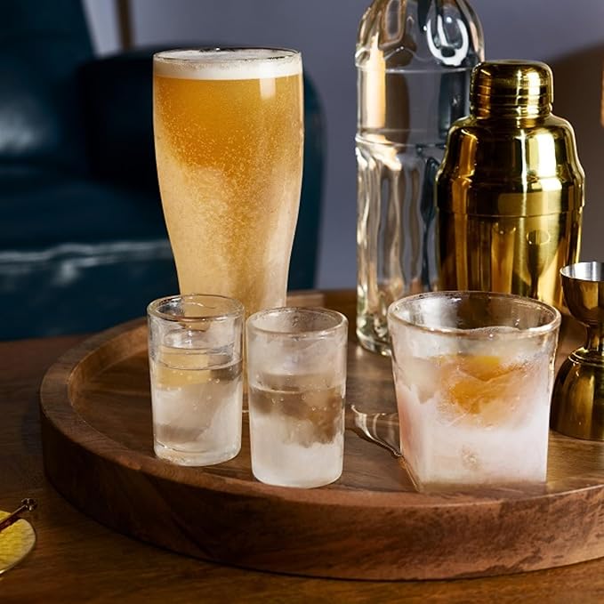 Viski Glacier Double Walled Beer Glass with Active Cooling Gel, Keeps Drinks Cold Longer for Indoor and Outdoor Parties, Home Bar, Birthday Gifts for Men, Beer Gifts for Dad, 16 oz, Set of 1
