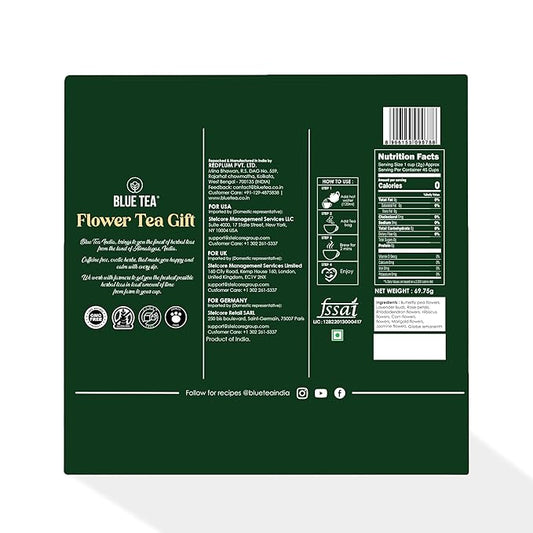 BLUE TEA - Assortment Tea Gift Set - 9 Flavors (5x9 = 45 Plant Based Tea Bags) | Herbal Tea - Caffeine Free - Non-Bitter - Gluten Free - Vegan | Variety Pack | Gifts for Him and Her