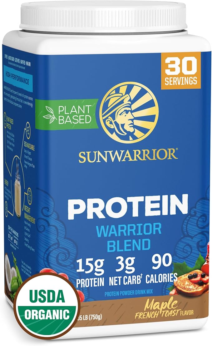 Sunwarrior Organic Plant Based Protein Powder | Vegan Organic Protein Powder Maple Flavored with BCAA Amino Acids & Hemp Seed Pea Blend | Non-GMO Soy Dairy Filler & Gluten Free (Maple, 30 Servings)