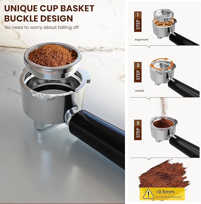 WAA 20 Bar Craft Barista-Grade Espresso, Upgraded 1350W Espresso Machine Stainless steel with Steam Frothing Wand, 1.2L Water Tank and Cup Warmer, Suitable for Espresso, Cappuccino and Latte (Silver)