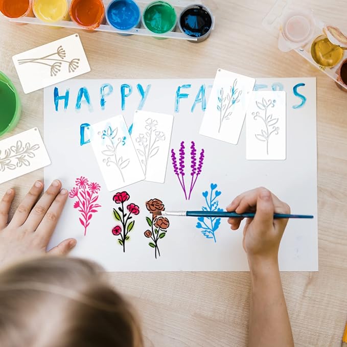Botanical Flower Stencils for Crafts Small Wildflower Floral Paint Stencil for Painting on Wood Card Making, Tiny Nature Vine Herb Essential Art Stencils for Adults Kids Furniture Walls (50 flowers 1)