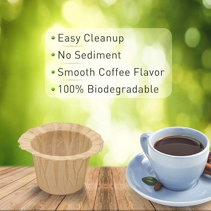 Haetyly 100 Count Natural Paper Filters Compatible with Keurig Single Serve 1.0 and 2.0, Fits All Brands Reusable K Cup Coffee Pods