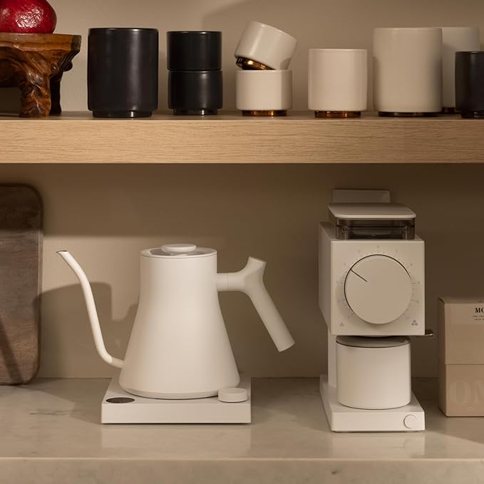 Fellow Gen 2 Ode Burr Coffee Grinder Electric with 31 Settings for Drip, French Press & Cold Brew - Small Footprint Electric Grinder - Matte White