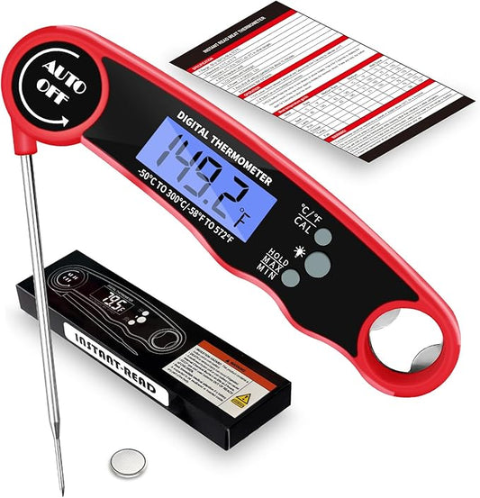 Olwaiy Meat Thermometer Digital, Instant Read Food Thermometer for Cooking Grill BBQ Fryer, Waterproof & Backlit Display Digital Meat Thermometer - Kitchen Gadgets, Turkey Thermometer