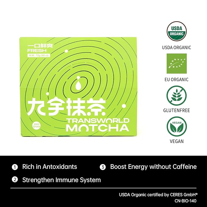 Authentic Ceremonial Matcha USDA Organic Premium Matcha Green Tea Powder for Drinking and Latte 100% Pure No Additives 21 sticks