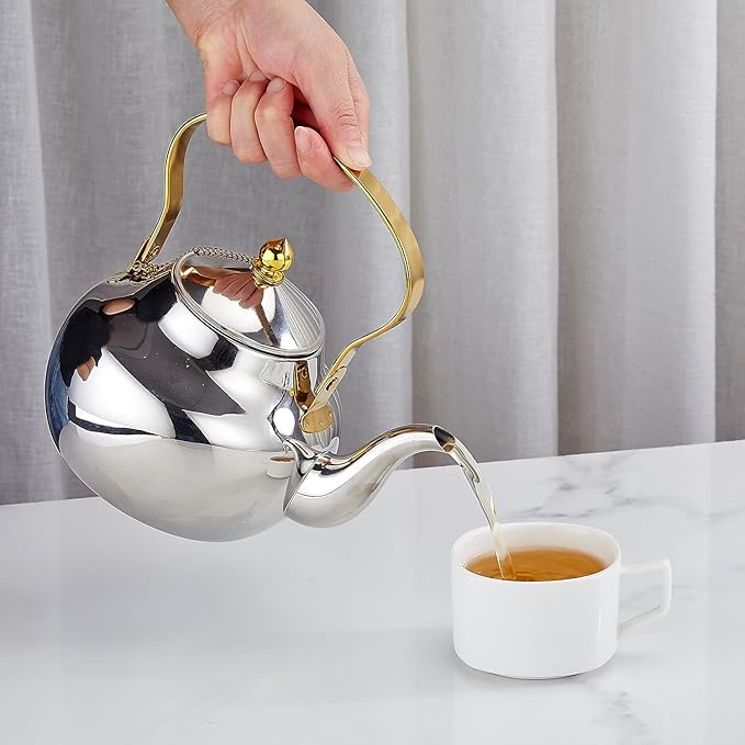 SANQIAHOME 2.1 Quart Stainless Steel Teapot With Infuser,Tea Kettle For Stove Top Minimalist Style