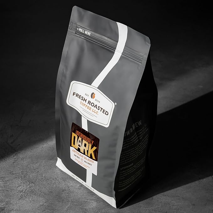 Fresh Roasted Coffee,Seriously Dark Artisan Blend,5 lb Dark Roast, Kosher, Whole Bean