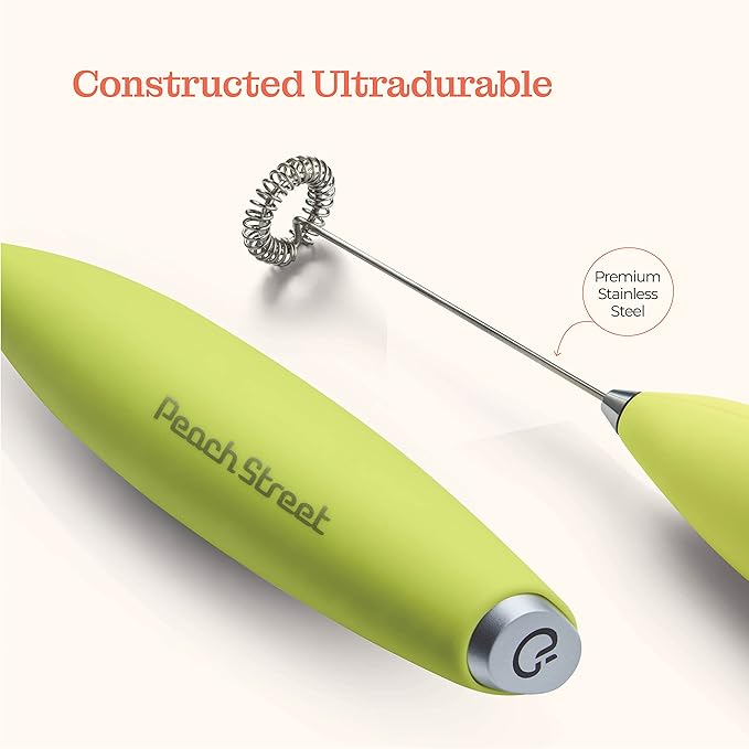 Powerful Handheld Milk Frother, Mini Milk Foamer, Battery Operated (Not included) Stainless Steel Drink Mixer for Coffee, Lattes, Cappuccino, Frappe, Matcha, Hot Chocolate.