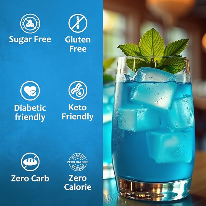 Syruvia Sugar-Free Blue Raspberry Syrup, Flavored Syrup for Drinks, Cocktails, Lemonades, Iced Teas, and Desserts – 25.4 fl oz, With Pump