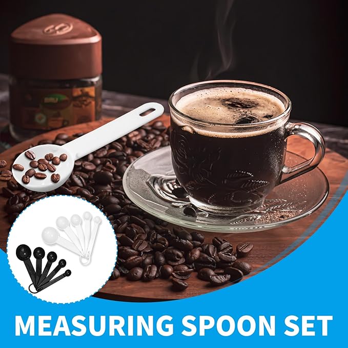 10 PCS Tablespoon Measuring Spoons Scoops Set With Scale (1.25g/2.5g/5g/7.5g/15g) for Coffee Protein Milk Powder Kitchen Tools for Accurate Measurements Spoons for Creatine Formula (Black White)