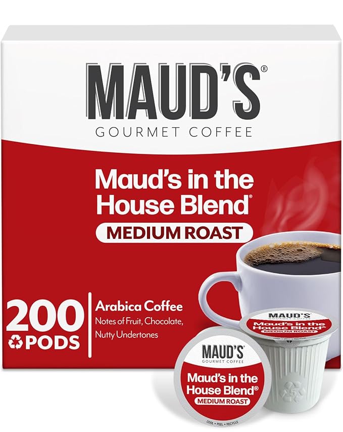 Maud's Medium Roast Coffee Pods, 200 ct, Recyclable Single Serve Pods – 100% Arabica Coffee, Compatible with Keurig K Cups Maker