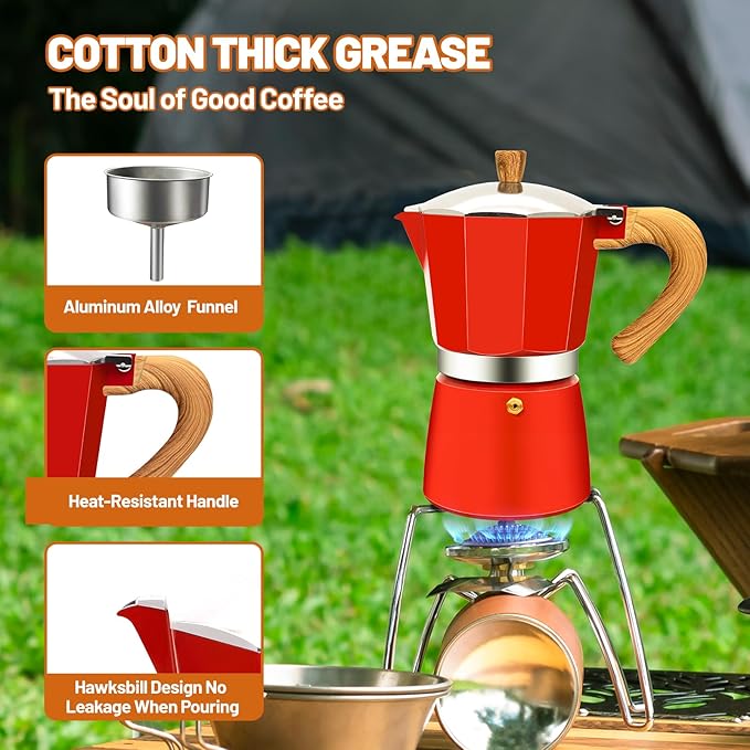 DITOSH 3 Cup Aluminum Espresso Stovetop Moka Pot Express Coffee Maker Percolator Italian Classic Mocha Coffee Machine for Italian and Cuban Cafe Brewing for Home & Camping 150ml 5oz