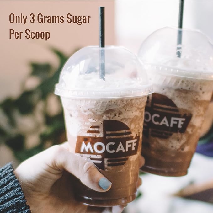 MOCAFE Low Sugar Mocha Powder Mix, Instant ice blended coffee frappe,Sweetened with Splenda, 3lb bulk bag