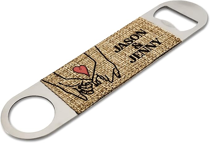 Smile Art Design Family Couple Names Custom Bottle Opener Burlap Material Personalized Prints Personalized Gifts Christmas House Warming for her him Valentine's Day Gift Style8
