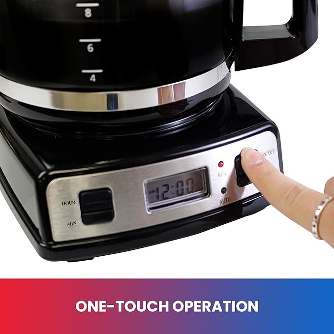 Total Chef Drip Coffee Maker - 12-Cup Programmable Coffee Machine With Glass Pot, Pause and Pour, Auto Shut-Off, Large Water Reservoir, Reusable Filter, Dishwasher Safe Carafe, Percoladora de Café