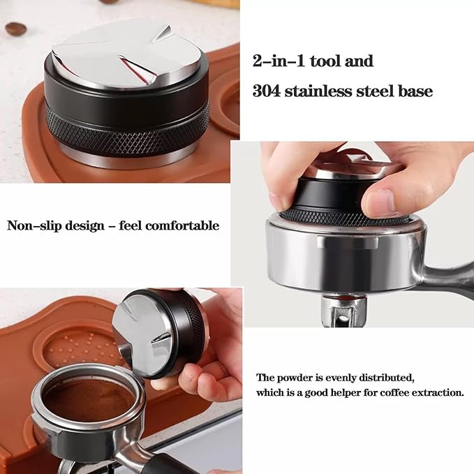 ELESULTRA 51mm Espresso Accessories Kit - WDT Tool Espresso Tamper, Coffee Distribution Tool, Dosing Funnel, Dual Head Coffee Leveler Fits Delonghi 51 mm Espresso Machines and Portafilters