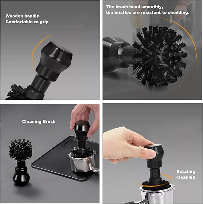 GCFTIFF Espresso Coffee Machine Cleaning Brush Set,Group Head Cleaning Brush,Coffee Portafilter Cleaning Brush,360°Nylon Bristle,Effectively Cleaning, Barista Cleaning Tools,58MM