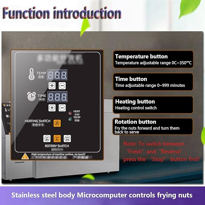 Electric Nut Roaster Machine,Commercial Coffee Roaster Machine,Automatic Timing Coffee Roasters for Home Use, Non-Stick Pan, Even Heating,for Stir-Frying Whole Grains,Type20