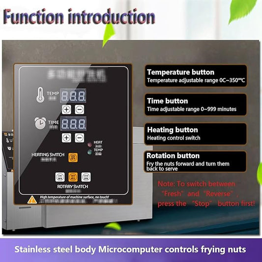 Commercial Coffee Bean and Nut Roaster Machine - Digital Roaster with Adjustable Timing & Temperature Control for Peanuts, Sesame, Cashews, and Chestnuts,Type20