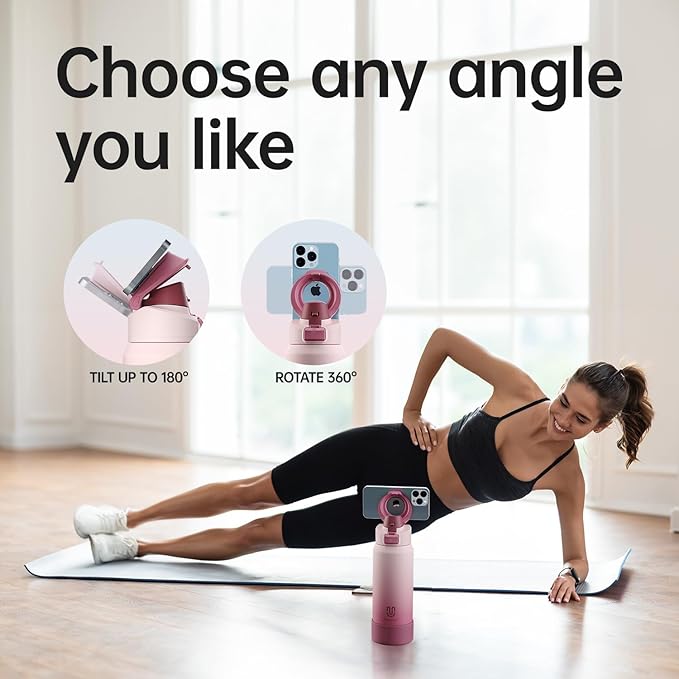 Insulated Magnetic Water Bottle - Reusable Stainless Steel Bottle with MagSafe Compatible Phone Holder - Perfect for Gym, Sports, and Travel - Blush Pink 24oz