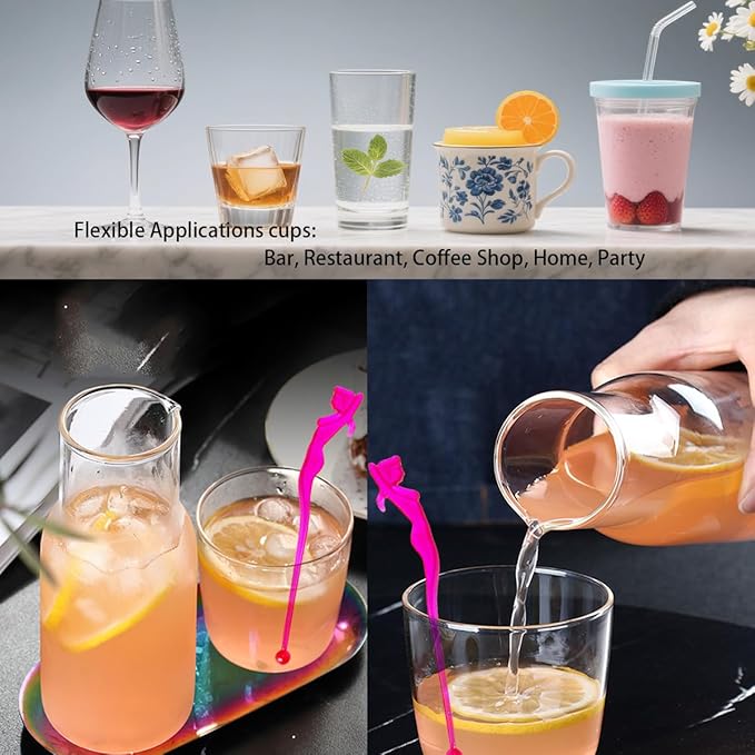 50 Pcs 5.9" Extra-Long Plastic Cocktail Swizzle Sticks, Unique Tropical Design Drink Stirrers Reusable Novelty Swizzle Sticks for Cocktails, Juices, and Party Beverages