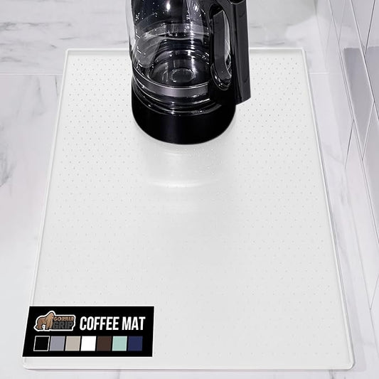 GORILLA GRIP Silicone Coffee Mat, Espresso Machine Bar Accessories, Keep Kitchen Counters Clean, Stays in Place, Waterproof and Heat Resistant Dish Drying Mats, Home Decor Essentials, 11.5x18.11 White