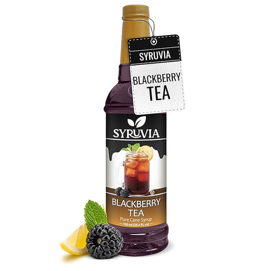 Syruvia Blackberry Tea Flavored Syrup for Drinks, Cocktails, Lemonades, Iced Teas and Desserts – 25.4 fl oz