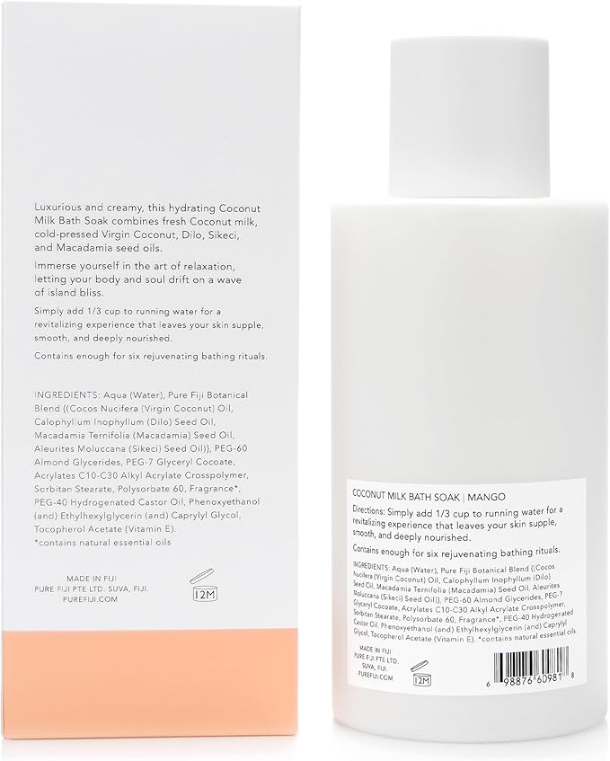 Pure Fiji Coconut Milk Bath Soak, Mango (14oz/415ml)