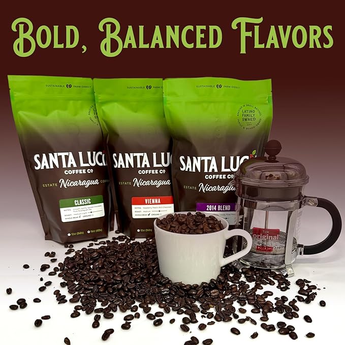Santa Lucia Coffee Café Crema Espresso Roast Coffee - Specialty Volcanic Nicaraguan Espresso Roast - Farm-Direct, Low-Acid - Dense Golden Crema - 91-Point, Small-Batch - Ground FINE - 16oz (Pack of 1)