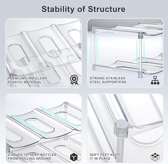 Design for Stanley 40 OZ & Large Bottles & Tumblers with Handle, Acrylic Water Bottle Organizer - Stackable Clear Wine Rack, Cup Holder for Home Kitchen Pantry Shelf Countertop Cabinet, 3 Tier Hold 9