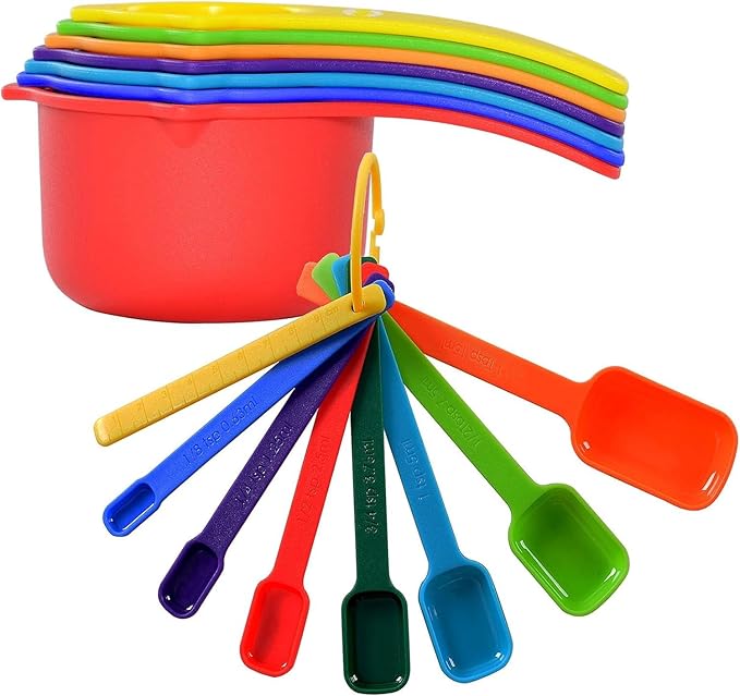 DOTINGHUX Measuring Cups and Spoons Set of 15,Assorted Colors