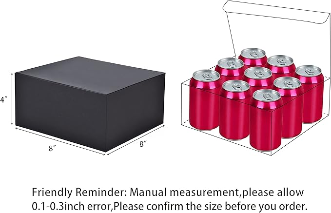 HUAPRINT Black Gift Boxes with Lids 8x8x4 inch,24 Pcs Paper Gift Wrap Box Bulk for Presents,Birthday,Bridesmaid Proposal,Groomsmen Engagements,Christmas,Wedding Party Favor,Cupcake,Crafting,Holidays