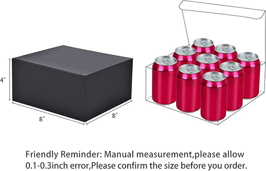 HUAPRINT Black Gift Boxes with Lids 8x8x4 inch,24 Pcs Paper Gift Wrap Box Bulk for Presents,Birthday,Bridesmaid Proposal,Groomsmen Engagements,Christmas,Wedding Party Favor,Cupcake,Crafting,Holidays