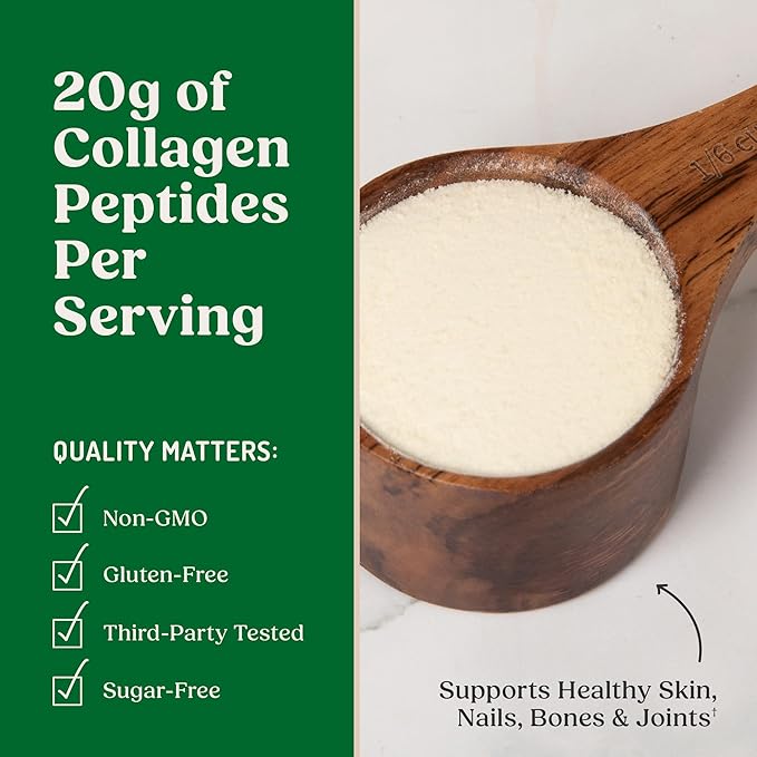 Bulletproof Unflavored Collagen Peptides Powder, 20g Grass-Fed Collagen Protein and Amino Acids for Skin, Bones and Joints, 17.6 Ounces